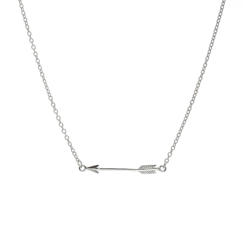 Sterling Silver Arrow Bar Necklace 17” + 1” Extender – Minimalist Layering Piece